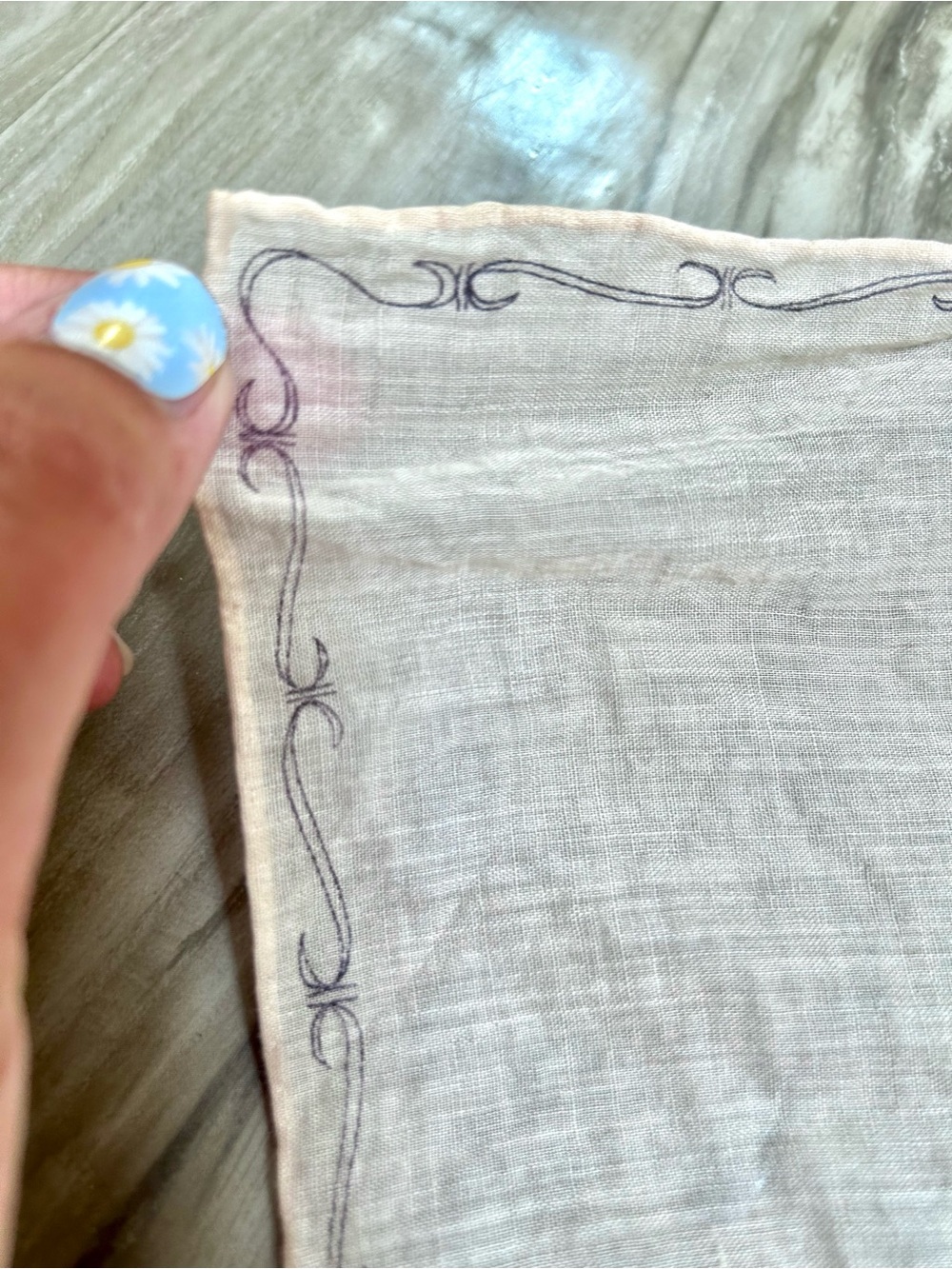 RARE Bermuda Propical Vintage Beige Cotton Scarf with Brown Printed Illustration - Picture 7 of 9